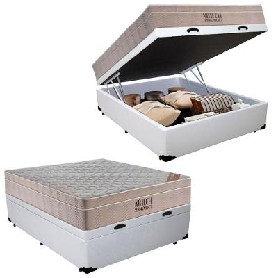 Cama Box Baú Casal Sintético + Colchão Molas Ensacadas Ortobom Airtech Springpocket 138x188x67 Branco