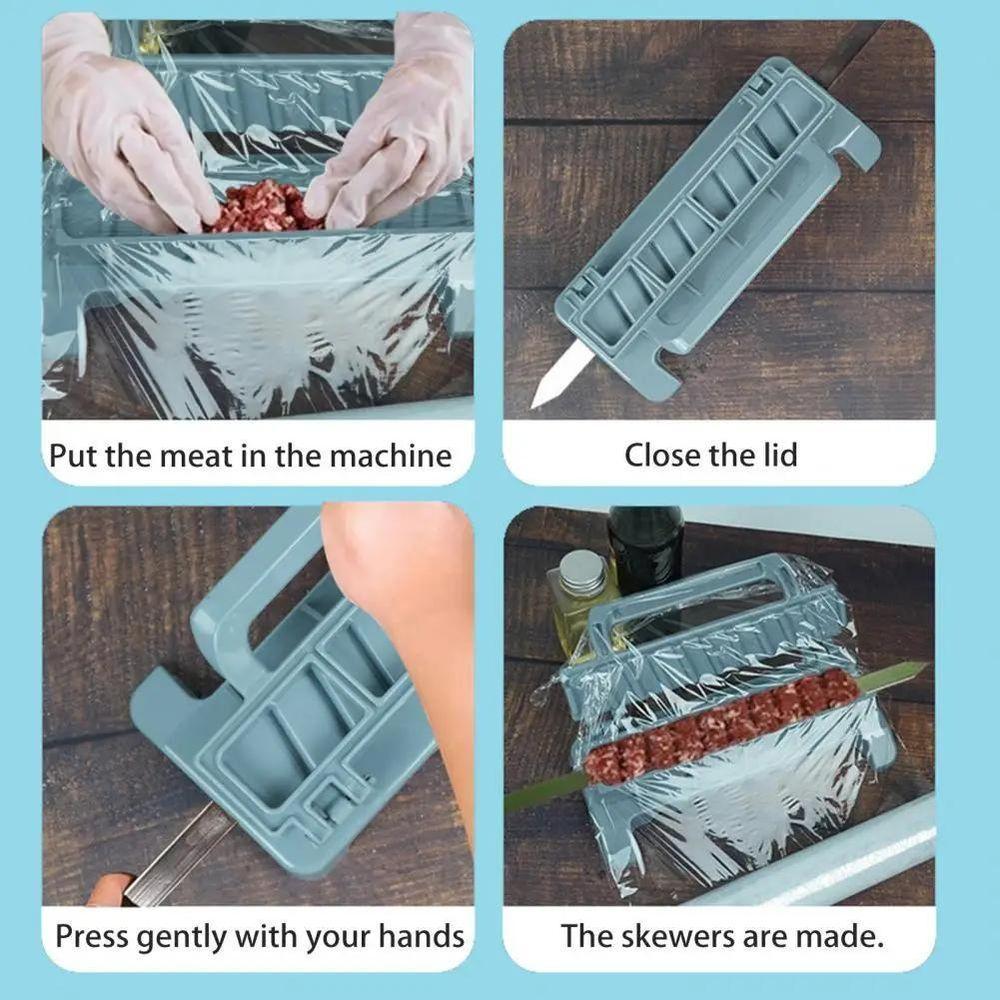 Maquina Espetinho Kafta Kebab Forma Guia Carnes Vegetais Prensa Grande Forma Profissional Churrasco Portatil - 5