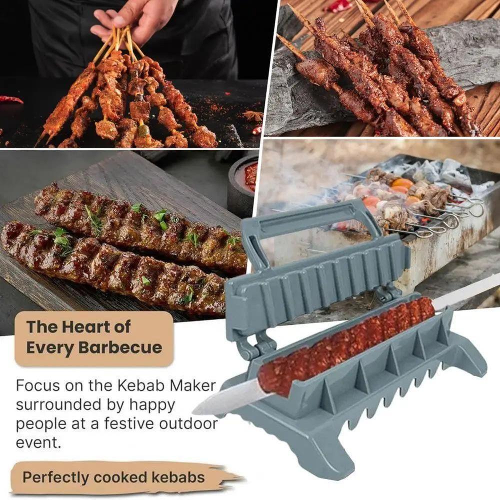 Maquina Espetinho Kafta Kebab Forma Guia Carnes Vegetais Prensa Grande Forma Profissional Churrasco Portatil - 6