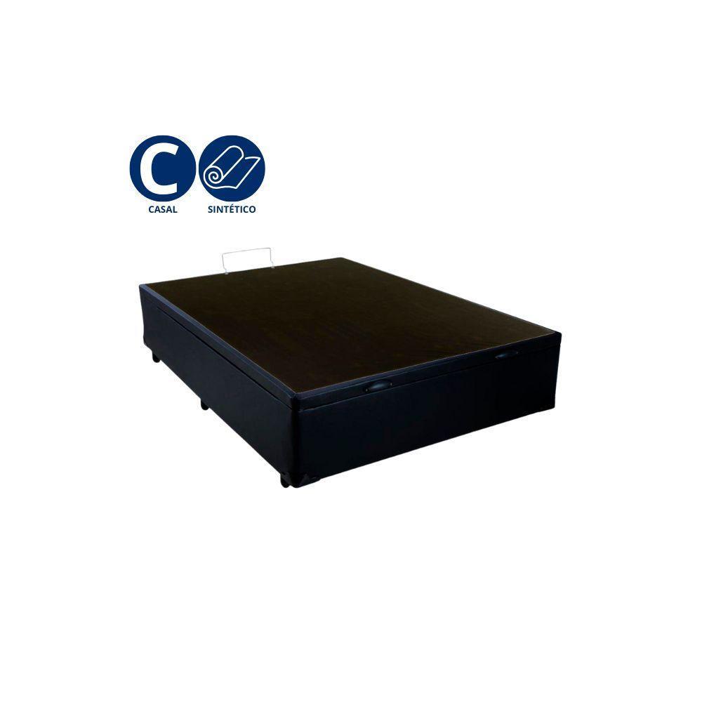 Cama Box Baú Casal Whc Sintético Preto 138x188x42 - 2