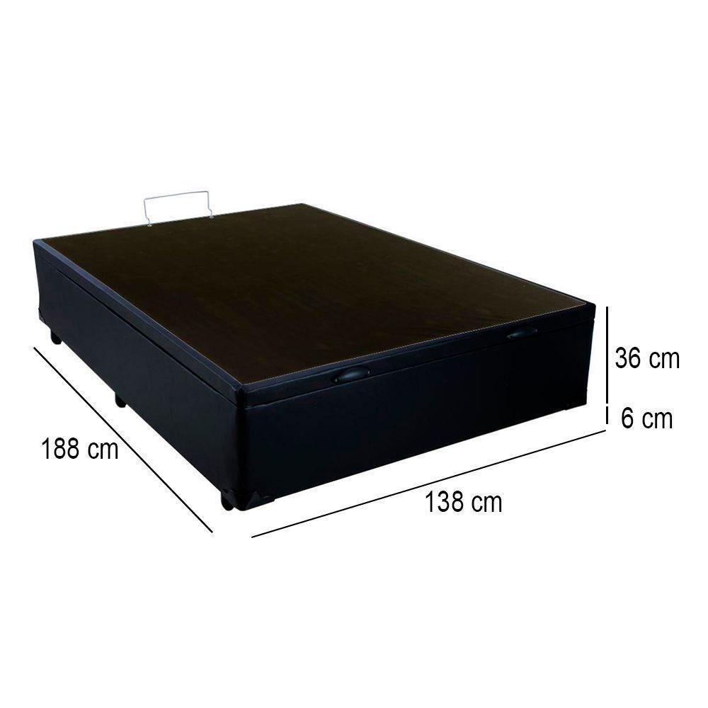 Cama Box Baú Casal Whc Sintético Preto 138x188x42 - 3