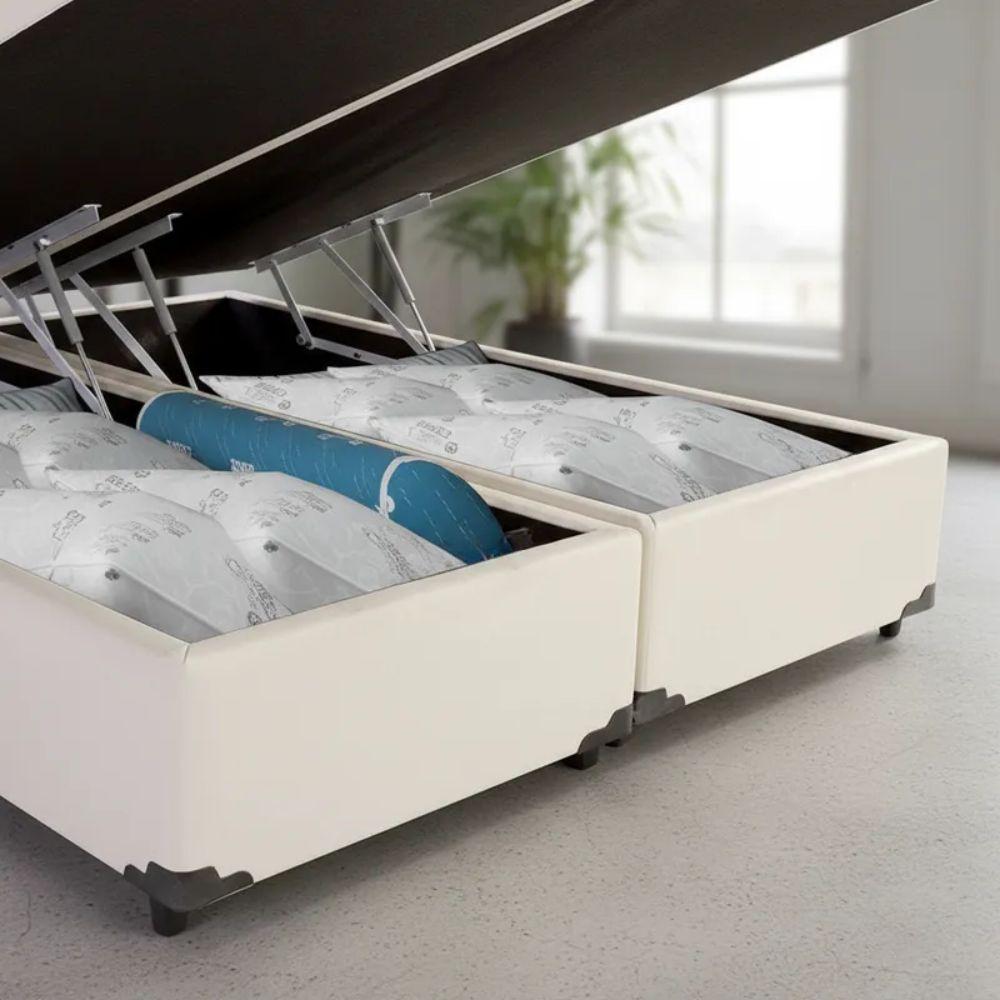 Cama Box Baú King Bipartido Whc Sintético Branco 193x203x42 - 4