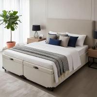 Cama Box Baú King Bipartido Whc Sintético Branco 193x203x42 - 2