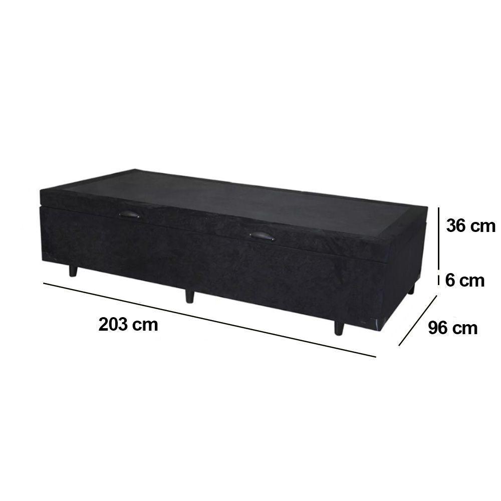 Cama Box Baú Solteirão Whc Suede Preto 96x203x42 - 2