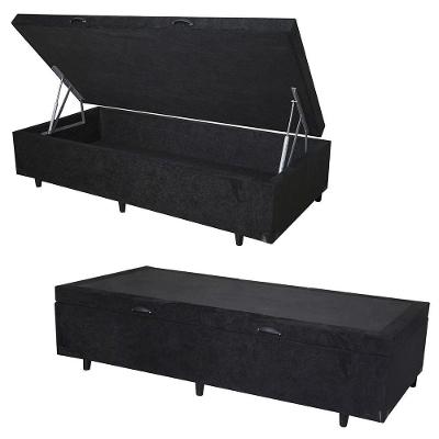 Cama Box Baú Solteirão Whc Suede Preto 96x203x42