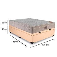 Cama Box Baú Casal Sintético + Colchão Molas Ensacadas Ortobom Airtech Springpocket 138x188x67 Bege