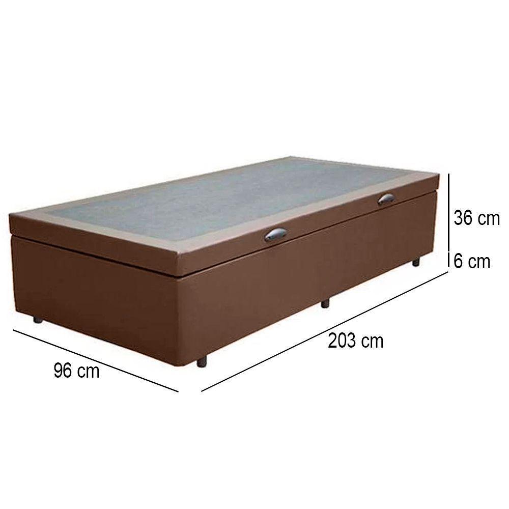 Cama Box Baú Solteirão Whc Sintético Marrom 96x203x42 - 3