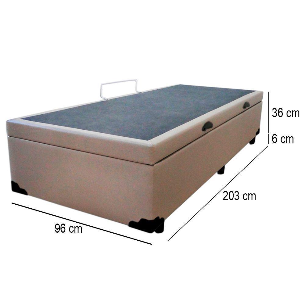 Cama Box Baú Solteirão Whc Sintético Bege 96x203x42 - 3