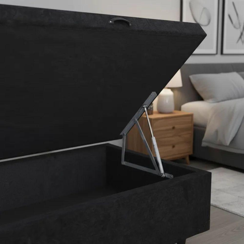 Cama Box Baú Solteiro Whc Suede Preto 88x188x42 - 2