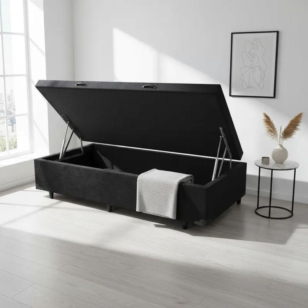 Cama Box Baú Solteiro Whc Suede Preto 88x188x42 - 3