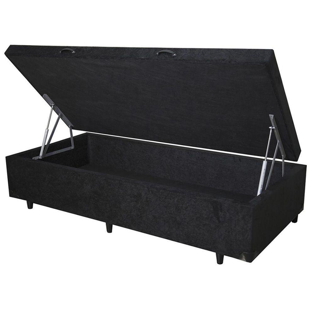 Cama Box Baú Solteiro Whc Suede Preto 88x188x42 - 5
