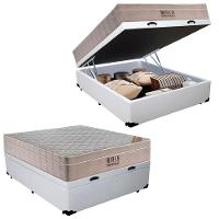 Cama Box Baú Casal Sintético + Colchão Molas Ensacadas Ortobom Airtech 138x188x67 Branco - 1