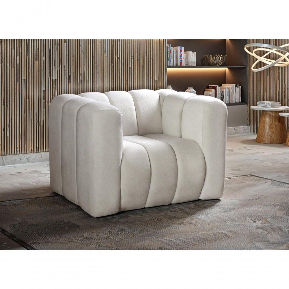 Poltrona Mona Decorativa Confortável Moderna Sala De Estar - Bouclê Bege 500 - 1