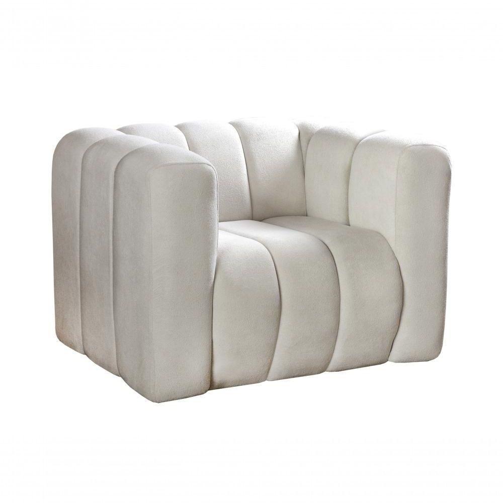 Poltrona Mona Decorativa Confortável Moderna Sala De Estar - Bouclê Bege 500 - 4