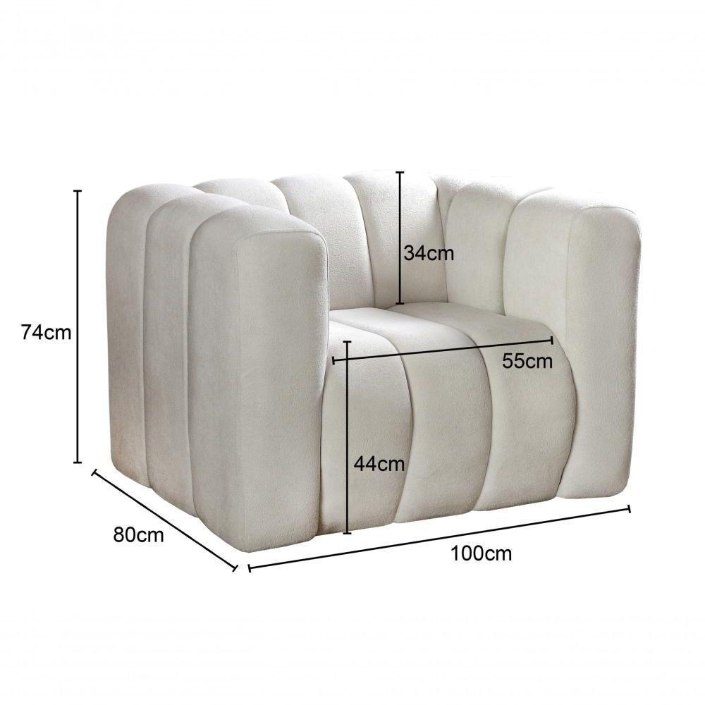 Poltrona Mona Decorativa Confortável Moderna Sala De Estar - Bouclê Bege 500 - 6
