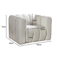 Poltrona Mona Decorativa Confortável Moderna Sala De Estar - Bouclê Bege 500 - 6