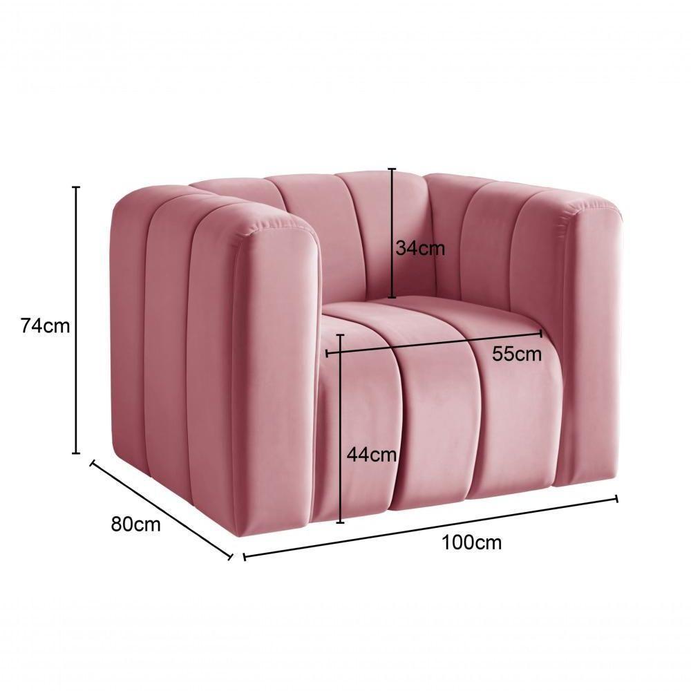 Poltrona Mona Decorativa Confortável Moderna Sala De Estar - Suede Rosa 280 - 2