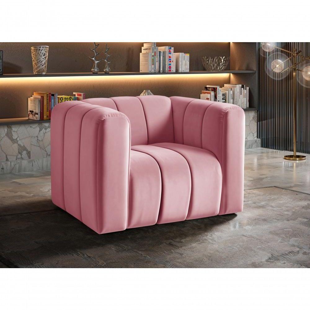 Poltrona Mona Decorativa Confortável Moderna Sala De Estar - Suede Rosa 280 - 3