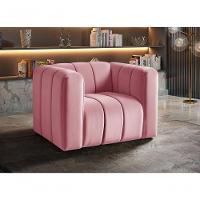 Poltrona Mona Decorativa Confortável Moderna Sala De Estar - Suede Rosa 280 - 3