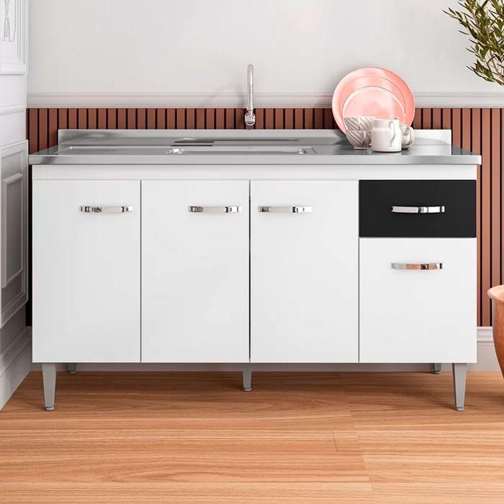 Balcão Cozinha Gabriela 3 Porta 150cm S-t Ajl Branco Flex - 3