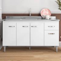 Balcão Cozinha Gabriela 3 Porta 150cm S-t Ajl Branco Flex - 5