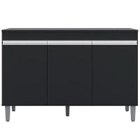 Balcão Gabinete Cozinha 120cm Manu 3 Portas Sem Tampo Ajl Preto - 1