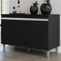 Balcão Gabinete Cozinha 120cm Manu 3 Portas Sem Tampo Ajl Preto - 2