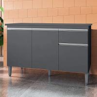 Balcão Gabinete 3 Portas Cozinha 120cm Tatiane Sem Tampo Ajl Cinza - 2
