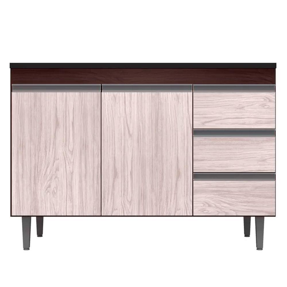 Balcão Gabinete Cozinha Andreia 100cm 2 Porta S-t Ajl Móveis Castanho Avelã - 1