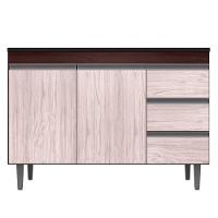 Balcão Gabinete Cozinha Andreia 100cm 2 Porta S-t Ajl Móveis Castanho Avelã - 1