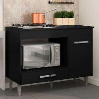 Balcão Cooktop Mdp 100cm Carla 1 Porta Ajl Móveis Preto - 2