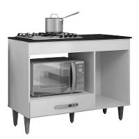 Balcão Cooktop Mdp 100cm Carla 1 Porta Ajl Móveis Preto - 3