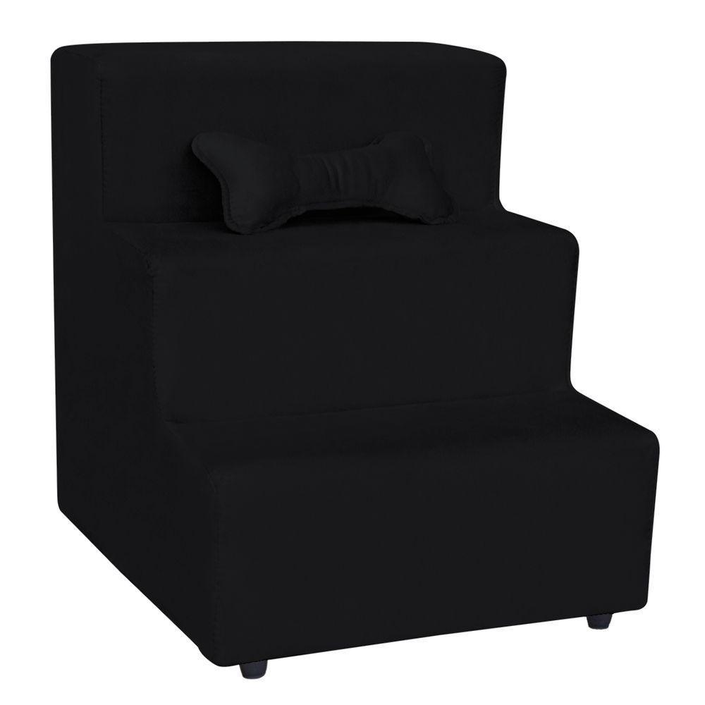 Escadinha Pet 3 Degraus Cachorro E Gato Veludo Preto - 2