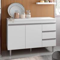 Balcão Gabinete Cozinha Andreia 100cm 2 Porta S-t Ajl Móveis Branco - 2