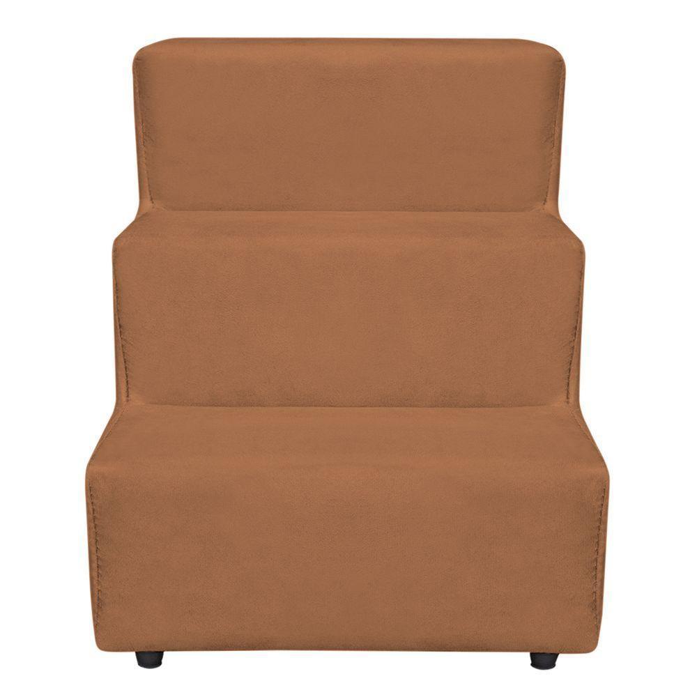 Escadinha Pet 3 Degraus Cachorro E Gato Veludo Terracota - 4