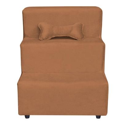 Escadinha Pet 3 Degraus Cachorro E Gato Veludo Terracota