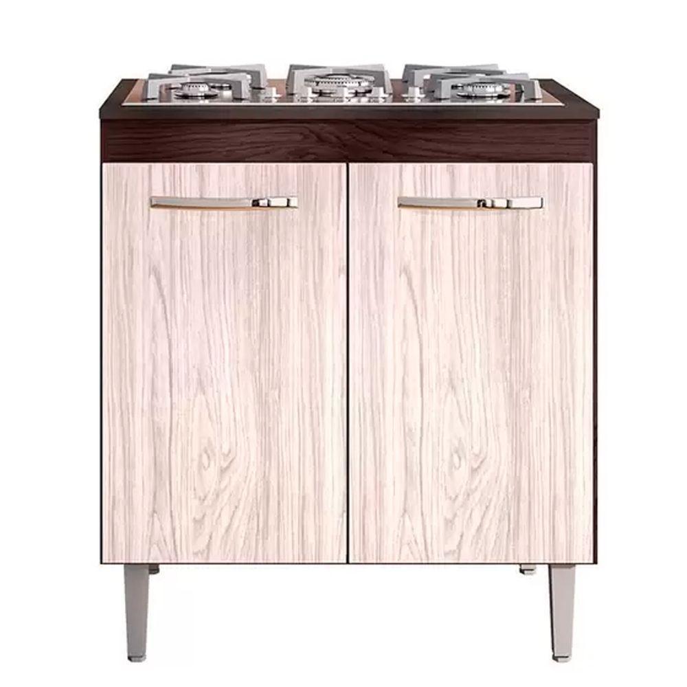 Balcão Cooktop 80cm Andréia 1 Porta Ajl Móveis Castanho Avelã - 1