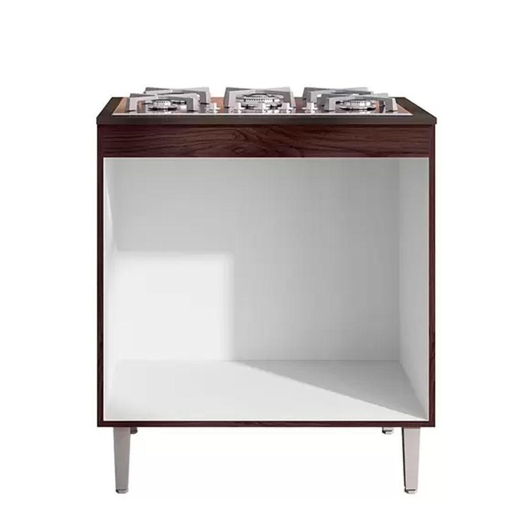 Balcão Cooktop 80cm Andréia 1 Porta Ajl Móveis Castanho Avelã - 2
