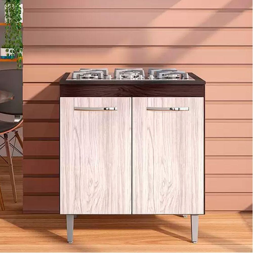 Balcão Cooktop 80cm Andréia 1 Porta Ajl Móveis Castanho Avelã - 3