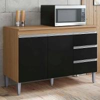 Balcão Gabinete Cozinha Andreia 120cm 2 Porta Ajl Móveis S-t Amêndoa Preto - 2