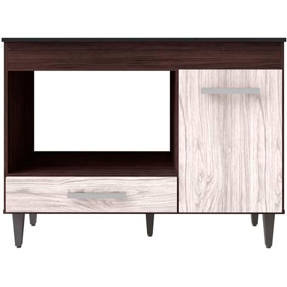 Balcão Cooktop Mdp 100cm Carla 1 Porta Ajl Móveis Castanho Avelã - 1