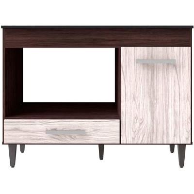 Balcão Cooktop Mdp 100cm Carla 1 Porta Ajl Móveis Castanho Avelã