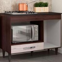 Balcão Cooktop Mdp 100cm Carla 1 Porta Ajl Móveis Castanho Avelã - 3