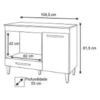 Balcão Cooktop Mdp 100cm Carla 1 Porta Ajl Móveis Castanho Avelã - 4