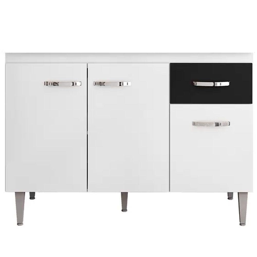 Balcão Cozinha Gabriela 3 Porta 120cm S-t Ajl Branco Flex - 1