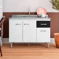 Balcão Cozinha Gabriela 3 Porta 120cm S-t Ajl Branco Flex - 3