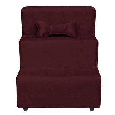 Escadinha Pet 3 Degraus Cachorro E Gato Veludo Bordô