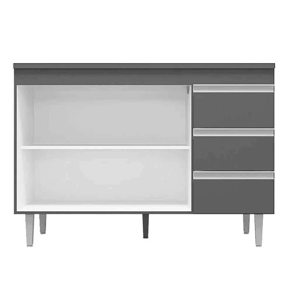 Balcão Gabinete Cozinha Andreia 120cm 2 Porta Ajl Móveis S-t Cinza - 3