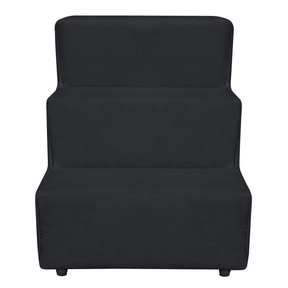 Escadinha Pet 3 Degraus Cachorro E Gato Veludo Grafite - 4