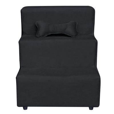 Escadinha Pet 3 Degraus Cachorro E Gato Veludo Grafite